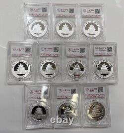 2001-2010 Chine 10YUAN Panda Pièces d'argent (1oz) 10PCS, sans COA, pièce de panda