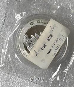 2001 Chine 1oz pièce en argent panda 10 Yuan, édition Large D, avec étiquette originale