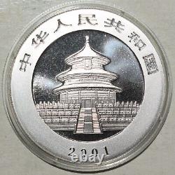 2001 Chine Panda Pièce D'argent 10 Yuan, Km#1365,201217k