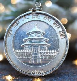 2001 Panda Chinois 10 Yuan 1 Once. 999 Argent Pur, en Monture en Argent Sterling