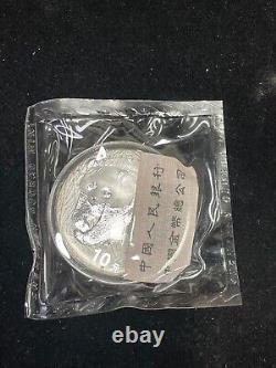 2002 Chine 10 Yuan 1 oz Panda d'argent Preuve Comme Pièce en Double OGP