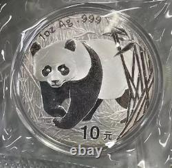 2002 Chine 1oz pièce en argent panda 10 Yuan, encapsulation de monnaie