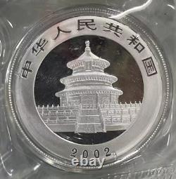 2002 Chine 1oz pièce en argent panda 10 Yuan, encapsulation de monnaie