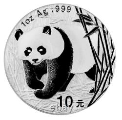 2002 Chine 30g Ag. 999 Pièce d'argent Panda 10 YUAN Pièce Panda