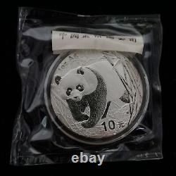 2002 Chine Panda 10 Yuan 1 oz Ag. 999 Pièce d'argent Panda