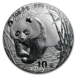 2002 PANDAS DE CHINE 1oz. 999 Ag 10 Yuan ¥10 Pièce de Monnaie en Argent Scellée dans du Pliofilm