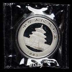 2003 Chine Panda 10 Yuan 1 oz Ag. 999 Pièce en argent Panda