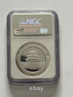 2003 MS70 1ozt Panda en Argent Chinois 10 Yuan Certifié NGC