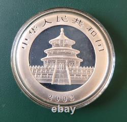 2003 Pièce de monnaie Panda Chine en argent 1 oz 0,999 dans un étui en plastique Gilt Gilded
