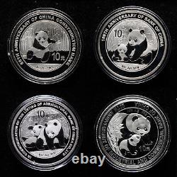 2004-2014 Chine Quatre Grandes Banques ICBC, ABC, CCB, BOC 10 Yuan 1 oz Pièce d'Argent Panda