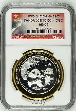 2006 Chine Argent 10 Yuan Panda Pièce Beijing International Coin Expo- NGC MS69