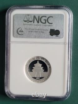2007 (2007) Chine Panda 1/4 oz 999 pièce d'argent épreuve 3 Yuan NGC PF70 Ultra Cam