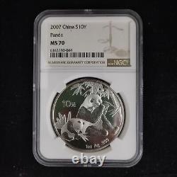 2007 Chine 10 Yuan 1 oz Panda Pièce d'argent NGC MS70
