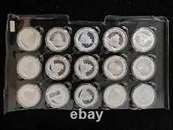 2007 Chine 10 Yuan Panda 1 once Pièce d'argent 15 pièces