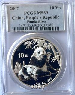 2007 Panda Chine République Populaire 1 Oz 999 Argent Pcgs Ms69 108,88 $