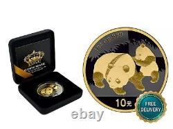 2008 1OZ 10 Yuan Argent Panda Chine Empire Noir 24kt Or PROOF SEULEMENT 1000 #148