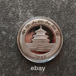 2008 1OZ 10 Yuan Argent Panda Chine Empire Noir 24kt Or PROOF SEULEMENT 1000 #148