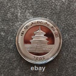 2008 1OZ 10 Yuan Argent Panda Chine Empire Noir 24kt Or PROOF SEULEMENT 1000 #182