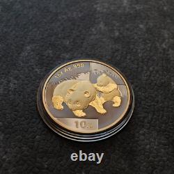 2008 1OZ 10 Yuan Argent Panda Chine Empire Noir 24kt Or PROOF SEULEMENT 1000 #182