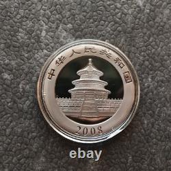 2008 1OZ 10 Yuan Argent Panda Chine Empire Noir 24kt Or PROOF UNIQUEMENT 1000 #182