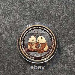 2009 1OZ 10Yuan Argent Panda Chine Empire Noir en Or 24kt NEUF SEULEMENT 500 #56