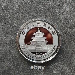 2009 1OZ 10Yuan Argent Panda Chine Empire Noir en Or 24kt NEUF SEULEMENT 500 #56