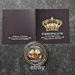 2009 1OZ 10Yuan Argent Panda Chine Empire Noir en Or 24kt NEUF SEULEMENT 500 #56
