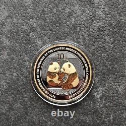 2009 1OZ 10Yuan Argent Panda Chine Empire Noir en Or 24kt NEUF SEULEMENT 500 #56