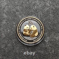 2009 1OZ 10Yuan Argent Panda Chine Empire Noir en Or 24kt NEUF SEULEMENT 500 #56