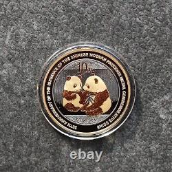 2009 1OZ 10Yuan Argent Panda Chine Empire Noir en Or 24kt NEUF SEULEMENT 500 #56