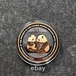 2009 1OZ 10Yuan Argent Panda Chine Empire Noir en Or 24kt NEUF SEULEMENT 500 #56