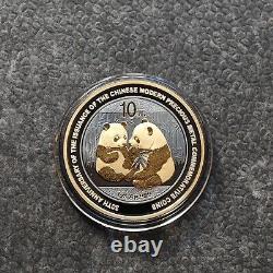 2009 1OZ 10Yuan Argent Panda Chine Empire Noir en Or 24kt NEUF SEULEMENT 500 #56