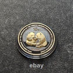 2009 1OZ 10Yuan Argent Panda Chine Empire Noir en Or 24kt NEUF SEULEMENT 500 #56