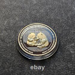 2009 1OZ 10Yuan Argent Panda Chine Empire Noir en Or 24kt NEUF SEULEMENT 500 #56