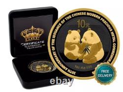 2009 1OZ 10 Yuan Argent Panda Chine Empire Noir 24kt Or ÉPREUVE UNIQUEMENT 1000 #26