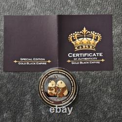 2009 1OZ 10 Yuan Argent Panda Chine Empire Noir 24kt Or PROOF SEULEMENT 1000 #3