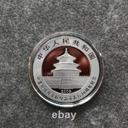 2009 1OZ 10 Yuan Argent Panda Chine Empire Noir 24kt Or PROOF UNIQUEMENT 1000 #91