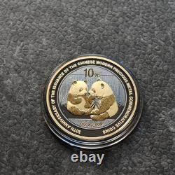 2009 1OZ 10 Yuan Argent Panda Chine Empire Noir 24kt Or PROOF UNIQUEMENT 1000 #91