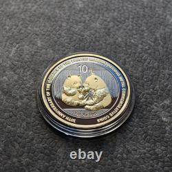 2009 1OZ 10 Yuan Argent Panda Chine Empire Noir 24kt Or PROOF UNIQUEMENT 1000 #91
