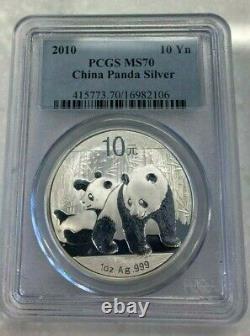 2010 Chine Panda d'Argent 1 oz 10 Yuan PCGS MS70