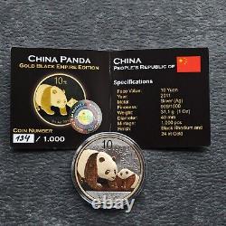 2011 1OZ 10Yuan Argent Panda Chine Empire Noir 24kt Or NOUVEAU UNIQUEMENT 1000 pièces 3