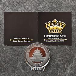 2011 1OZ 10 Yuan Argent Panda Chine Empire Noir 24kt Or ÉPROUVETTE UNIQUEMENT 1000 pièces