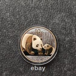 2011 1OZ 10 Yuan Argent Panda Chine Empire Noir 24kt Or PREUVE UNIQUEMENT 1000pc 321