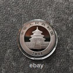 2011 1OZ 10 Yuan Argent Panda Chine Empire Noir 24kt Or PROOF SEULEMENT 1000 pièces