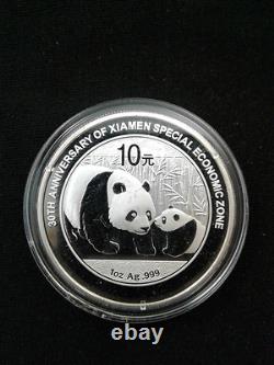 2011 1 oz. 999 Argent Fins Chine 30ème Panda de la Zone Économique Spéciale de Xiamen