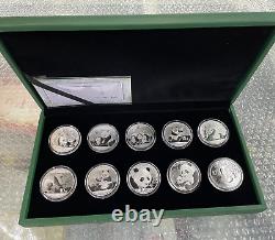 2011-2020 Chine B Pièces en Argent Panda 10YUAN 30g(1oz) 10PCS Avec boîte Pièce Panda