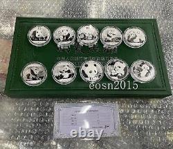 2011-2020 Chine B Pièces en Argent Panda 10YUAN 30g(1oz) 10PCS Avec boîte Pièce Panda