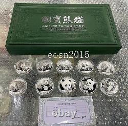 2011-2020 Chine B Pièces en Argent Panda 10YUAN 30g(1oz) 10PCS Avec boîte Pièce Panda