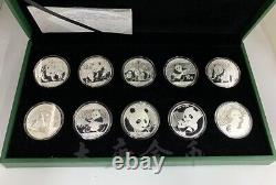 2011-2020 Chine B Pièces en Argent Panda 10YUAN 30g(1oz) 10PCS Avec boîte Pièce Panda