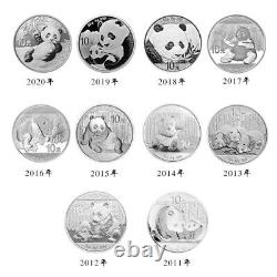 2011-2020 Chine B Pièces en Argent Panda 10YUAN 30g(1oz) 10PCS Avec boîte Pièce Panda